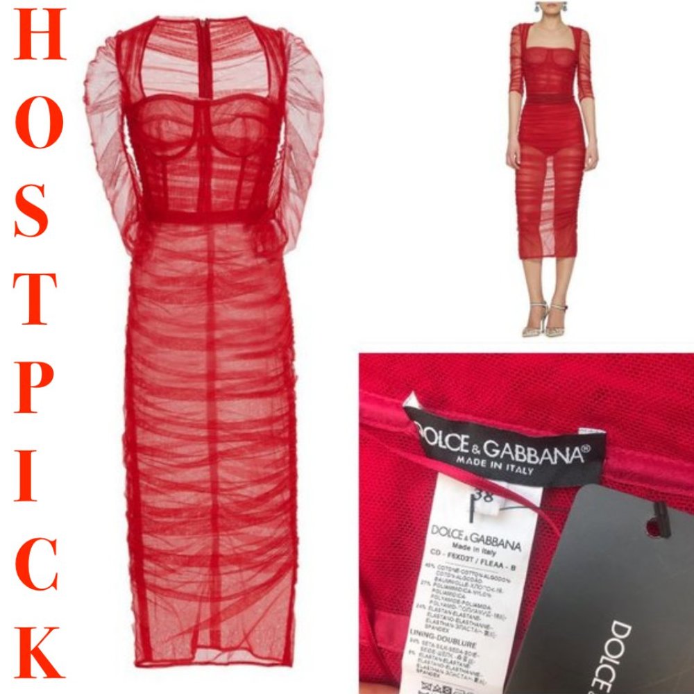 Auc New Runway D&G Bustier Ruched Chiffon Dress